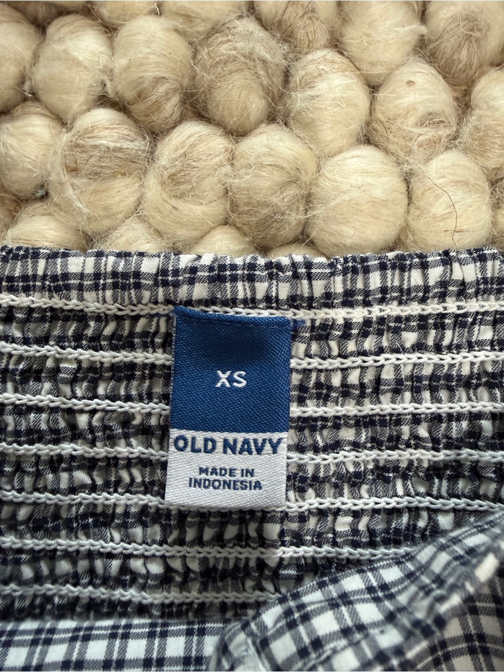 Old Navy Classic Gingham A-Line Dress - Navy/White - Picture 2 of 3